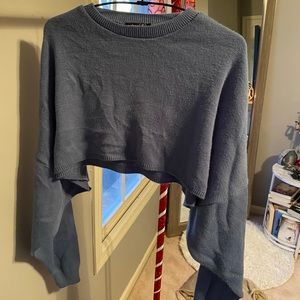 cropped blue sweater